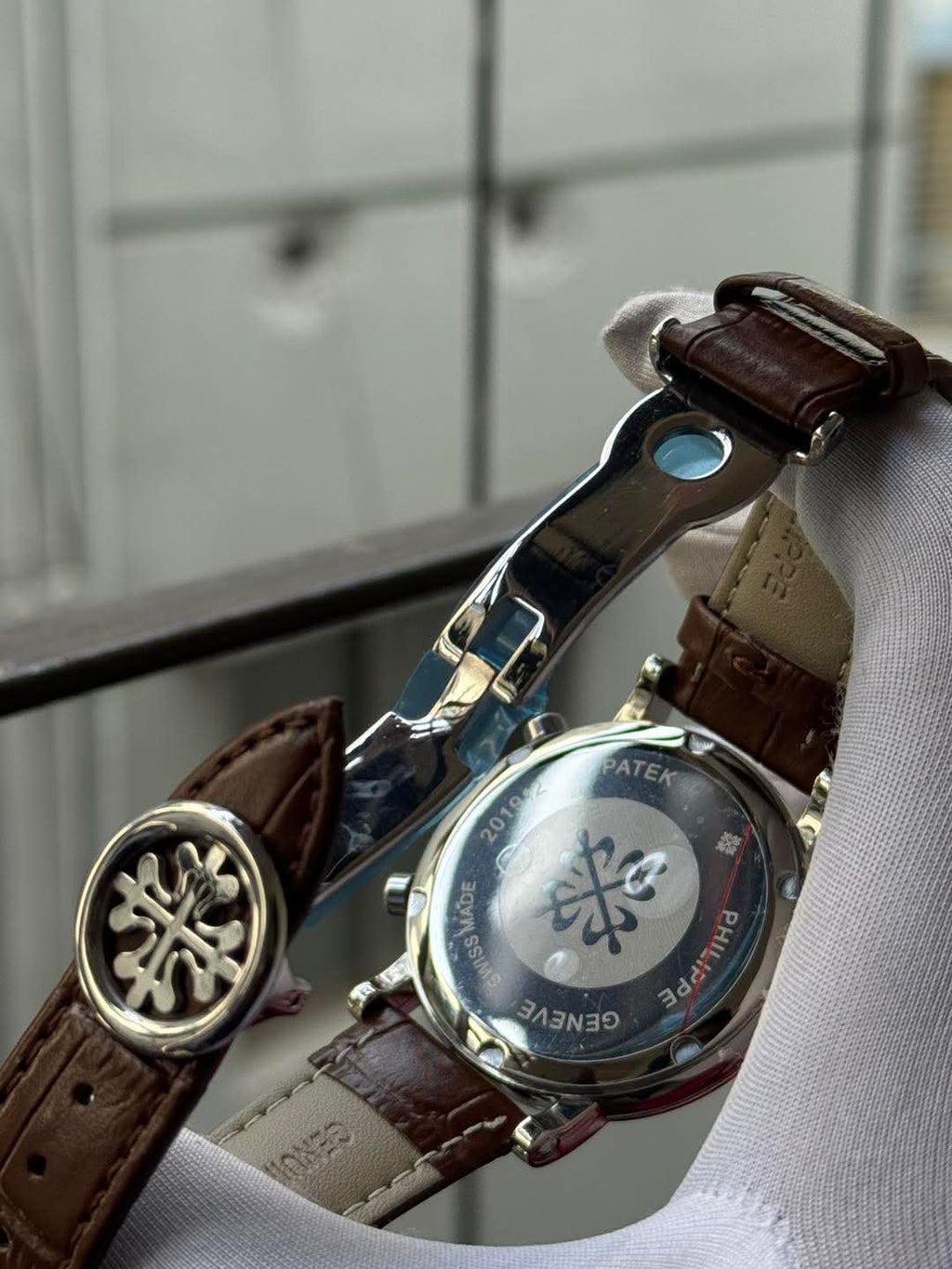 Patek Philippe Alchemist Moonphase Chronograph - Brown Leather White Dial RG Case ( Double A )