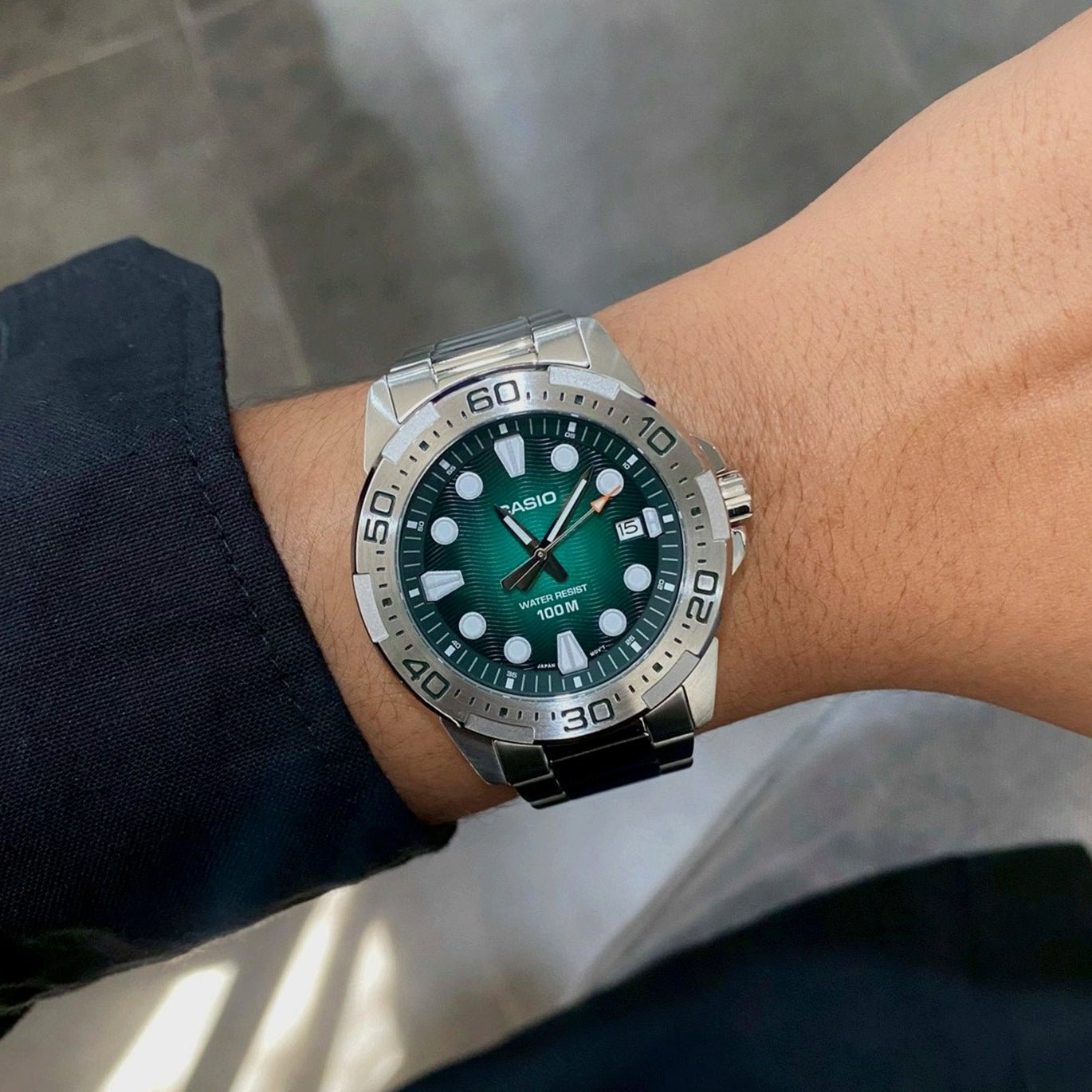 Casio MTD - 140D - 3AV Marine Sport Green Dial Men's 100M Stainless Steel Watch | Casio MTD - 140D - 3AV - VERSE - 