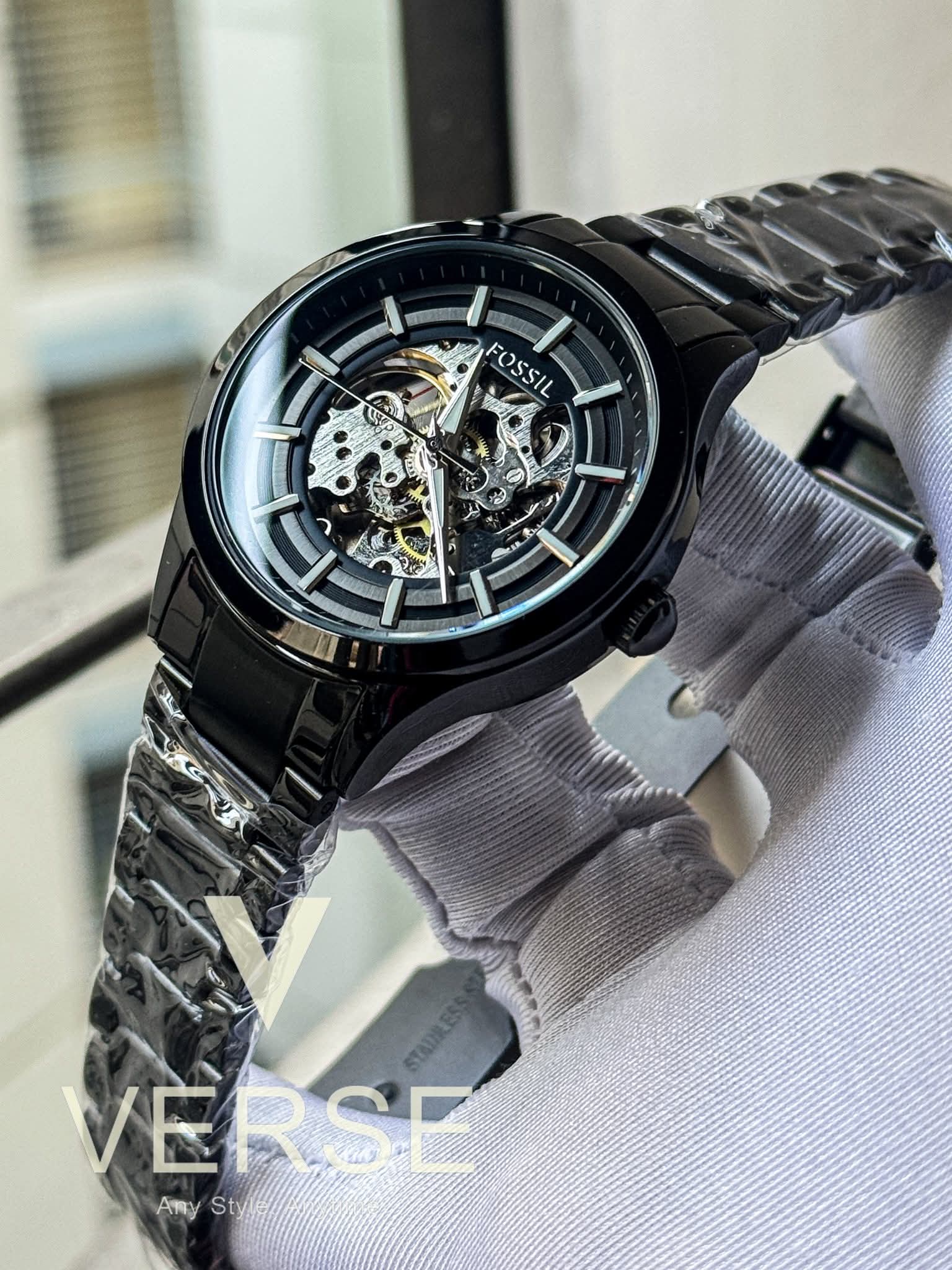 Fossil Automatic Black Chain Black Skeleton Dial AA - VERSE - 