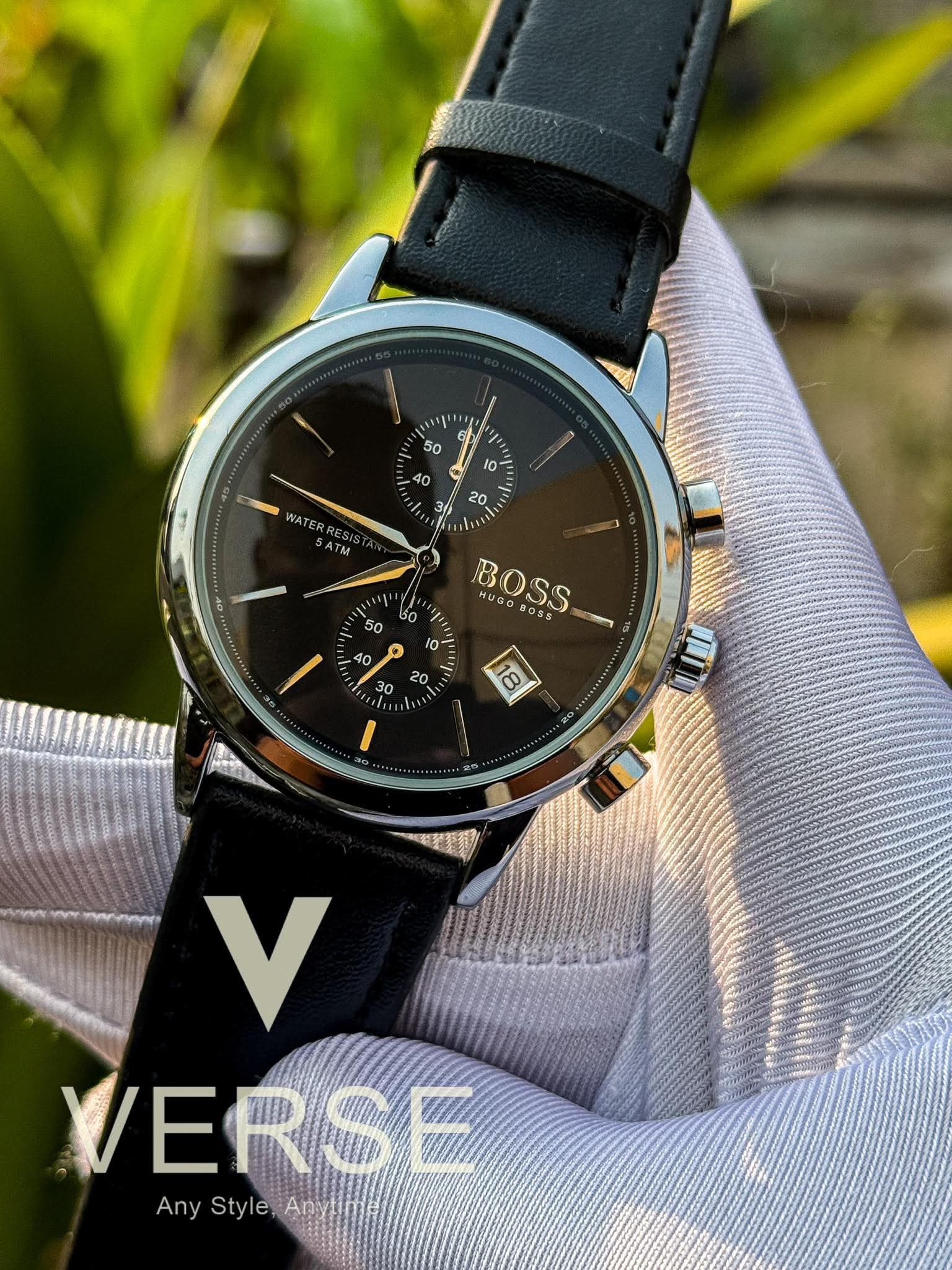 Hugo Boss Chronograph Black Belt Silver Case AA - VERSE - 