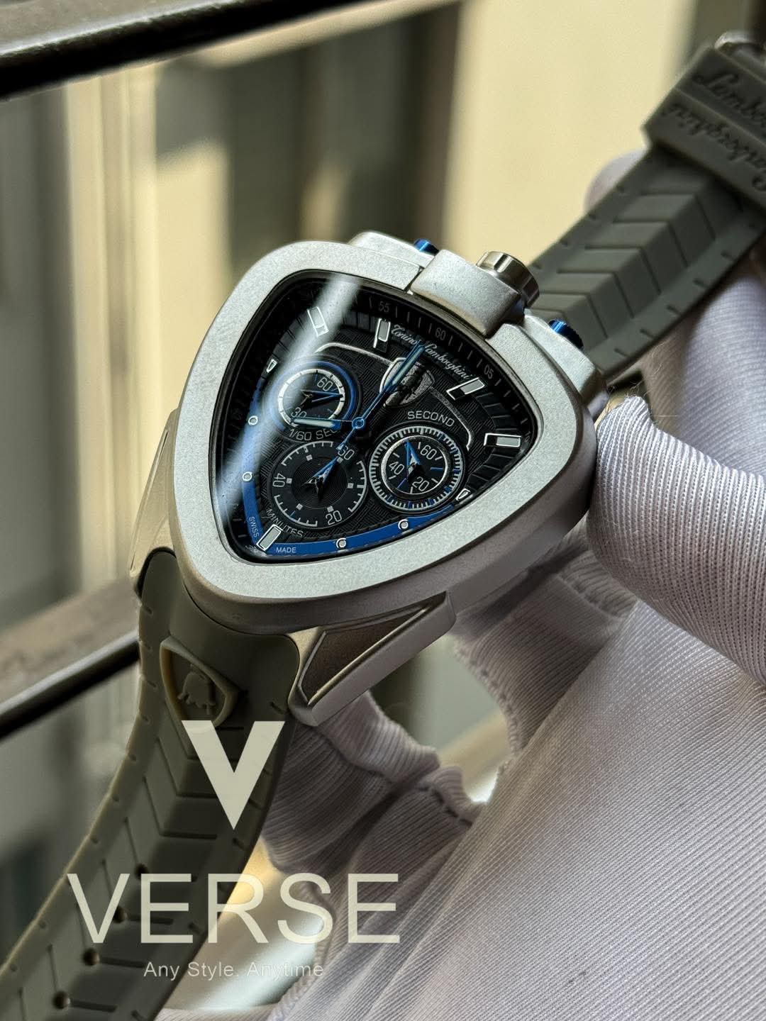 Tonino Lamborghini Chronograph Grey Belt Blue Hands AA - VERSE - 