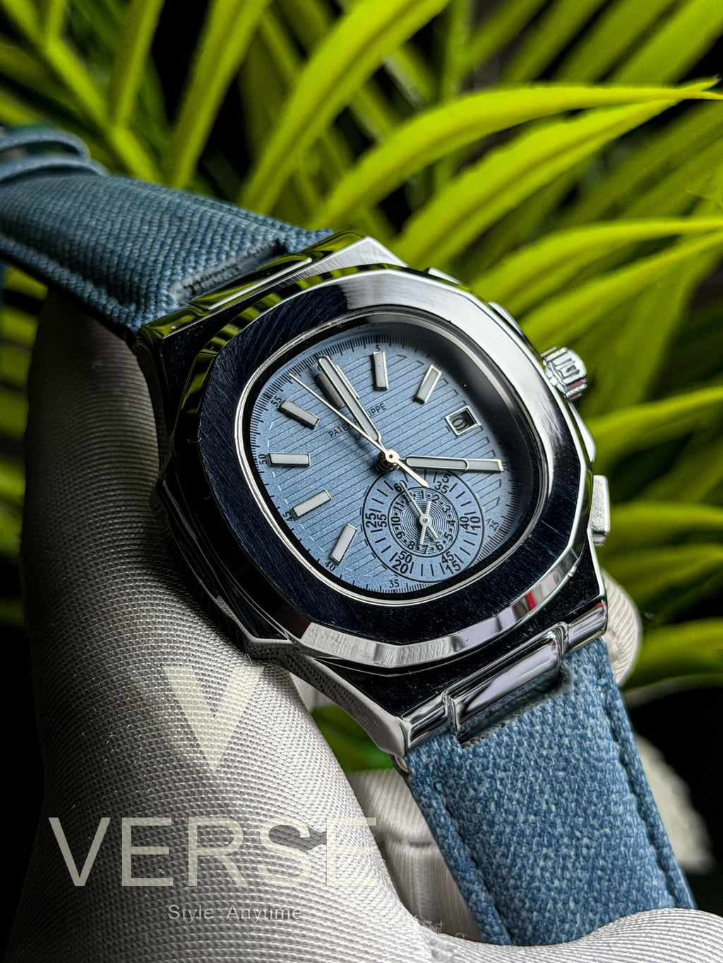 Patek Philippe Nautilus Flyback Quartz | Tiffany Dial Tiffany Denim Strap - ( Double A )