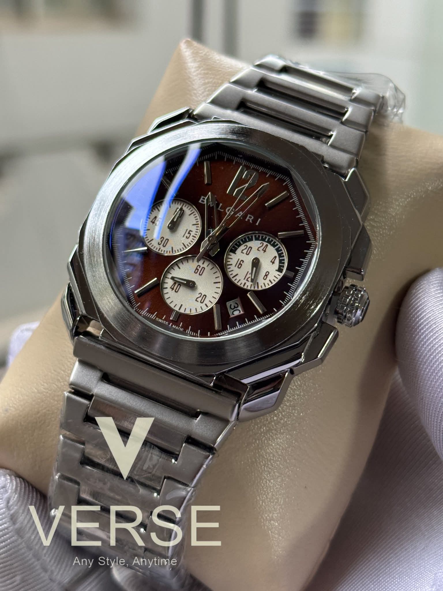 BVLGARI Octo Finissimo Chronograph Brown Dial White Sub AA - VERSE - 