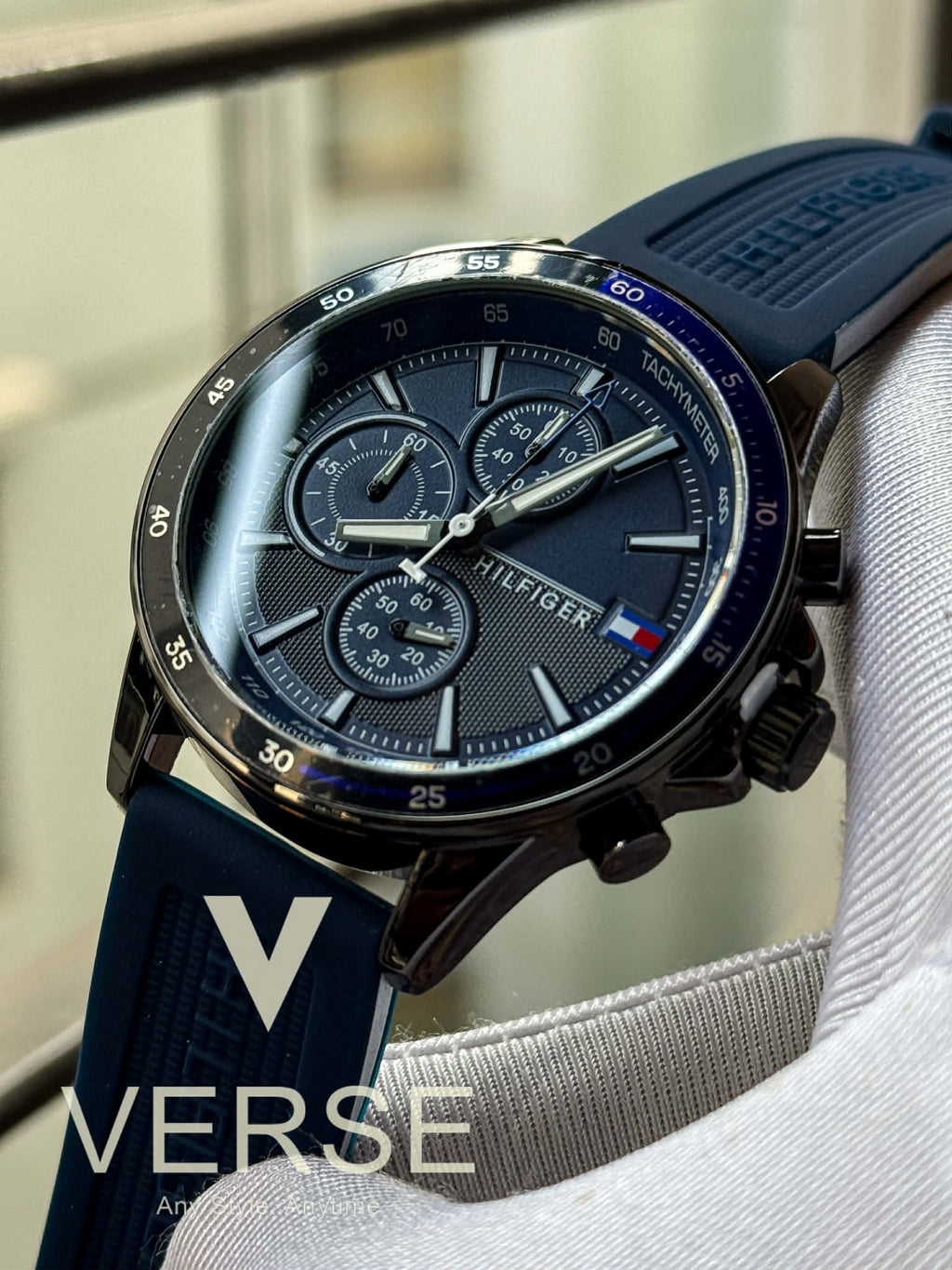 Tommy Hilfiger Bank Chronograph Blue Belt - Dial AA | Free Brand Box Offer - VERSE - 
