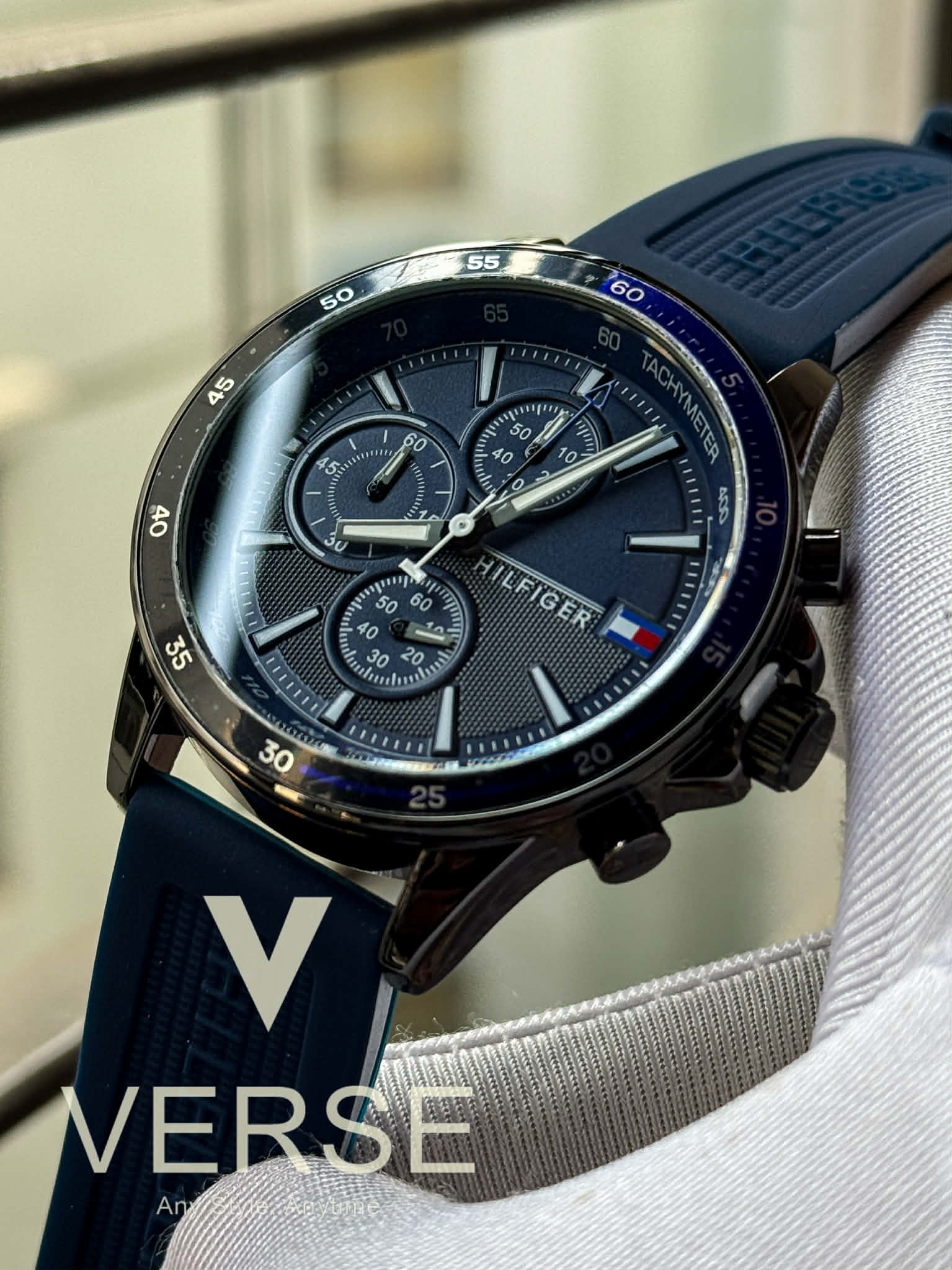 Tommy Hilfiger Bank Chronograph Blue Belt - Dial AA | Free Brand Box Offer - VERSE - 