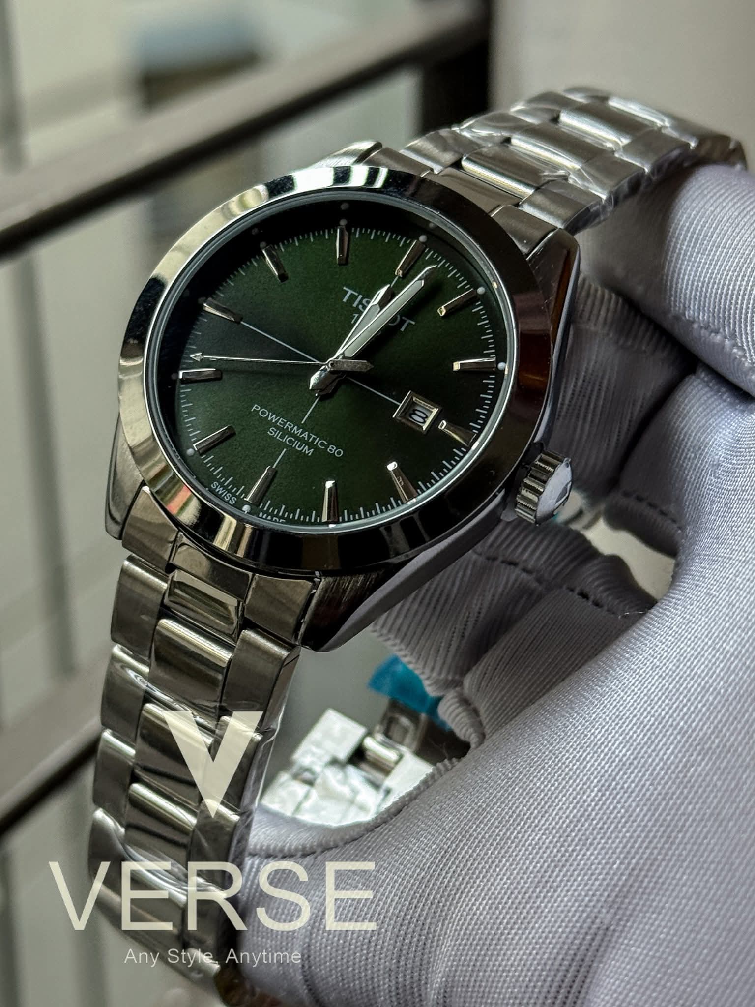 Tissot Gentleman Powermatic 80 Silicium Quartz Sun - ray Green Dial AA - VERSE - 
