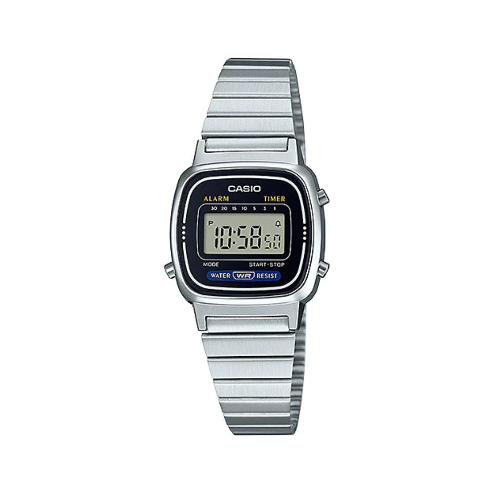Casio Vintage LA670WA-1DF Digital Black-Grey Dial Stainless Steel Women's Digital Watch | Casio LA670WA-1DF