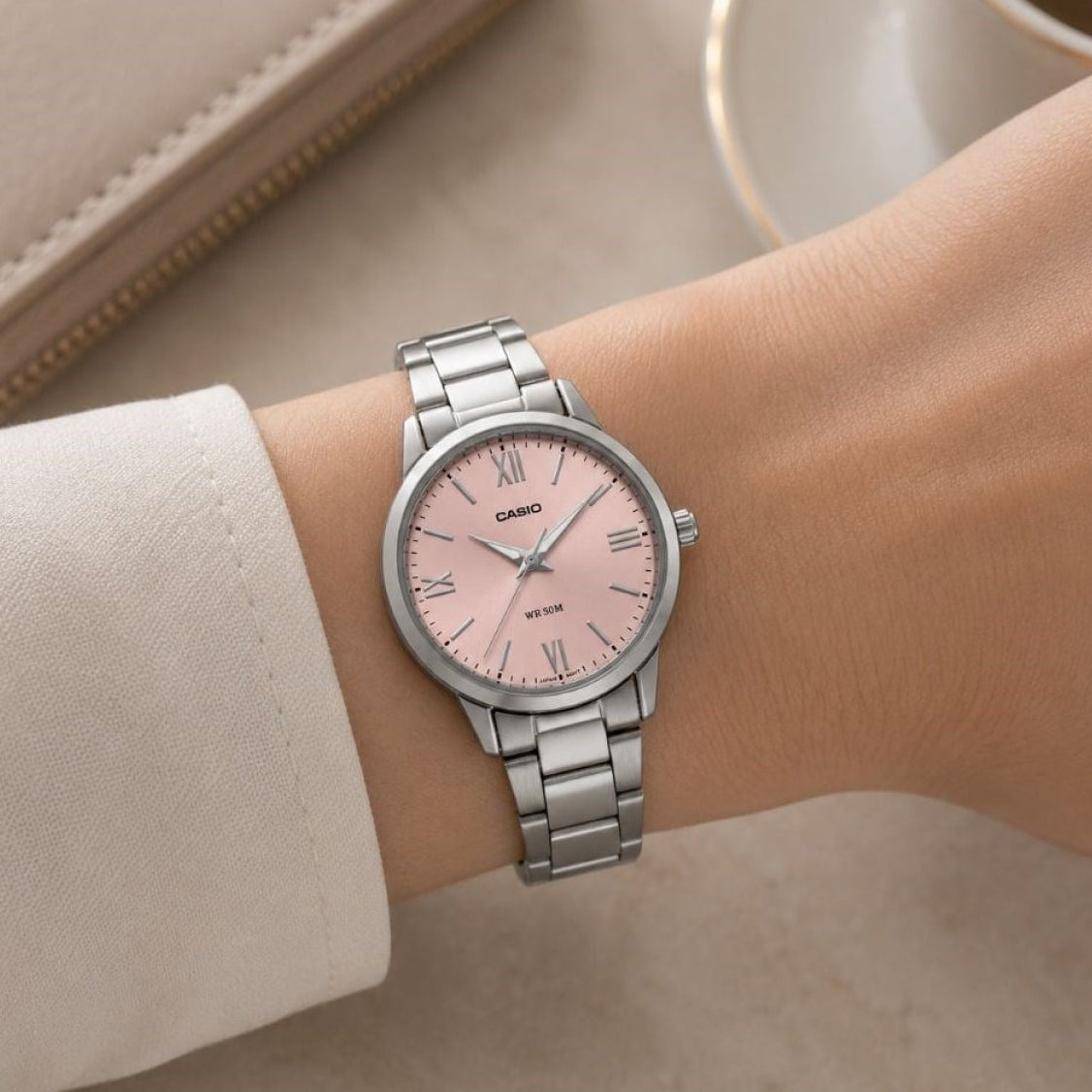 Casio LTP-1303DD-4AVDF Rose Pink Dial Stainless Steel Women's Watch | Casio LTP-1303DD-4AVDF
