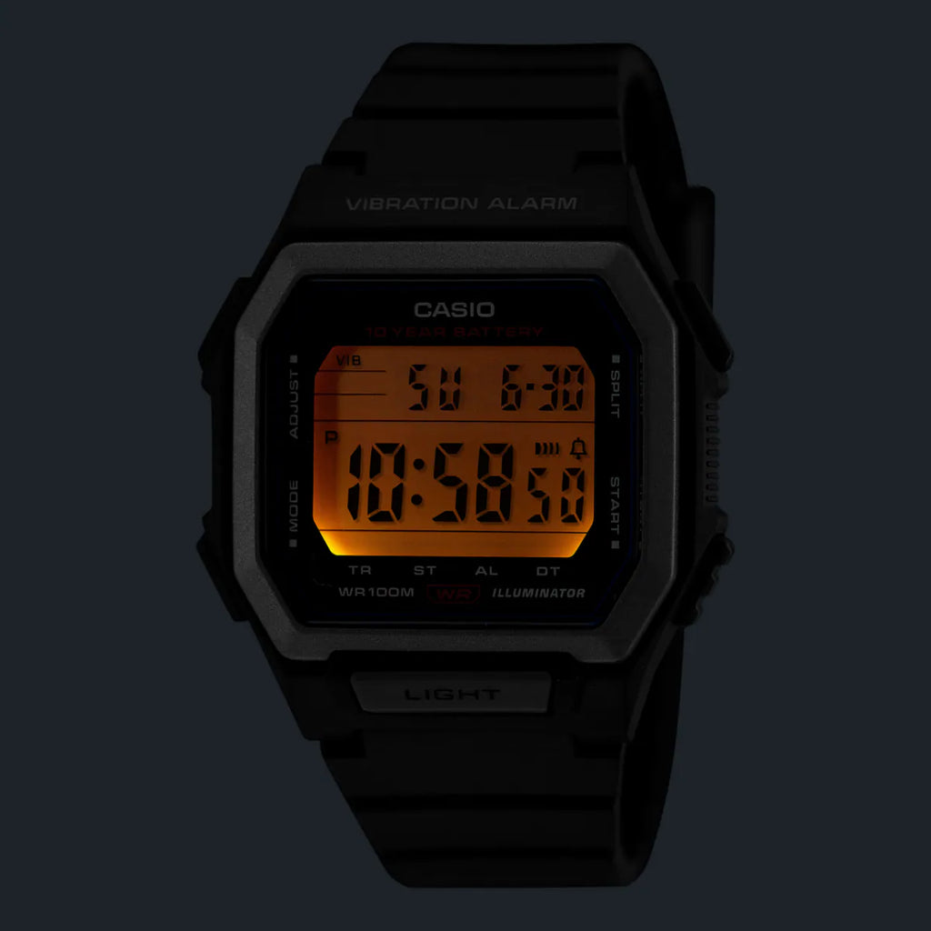 Casio W-738H-1AVDF Black Digital Dial Black Resin Men's 100m Sports Watch | Casio W-738H-1AVDF