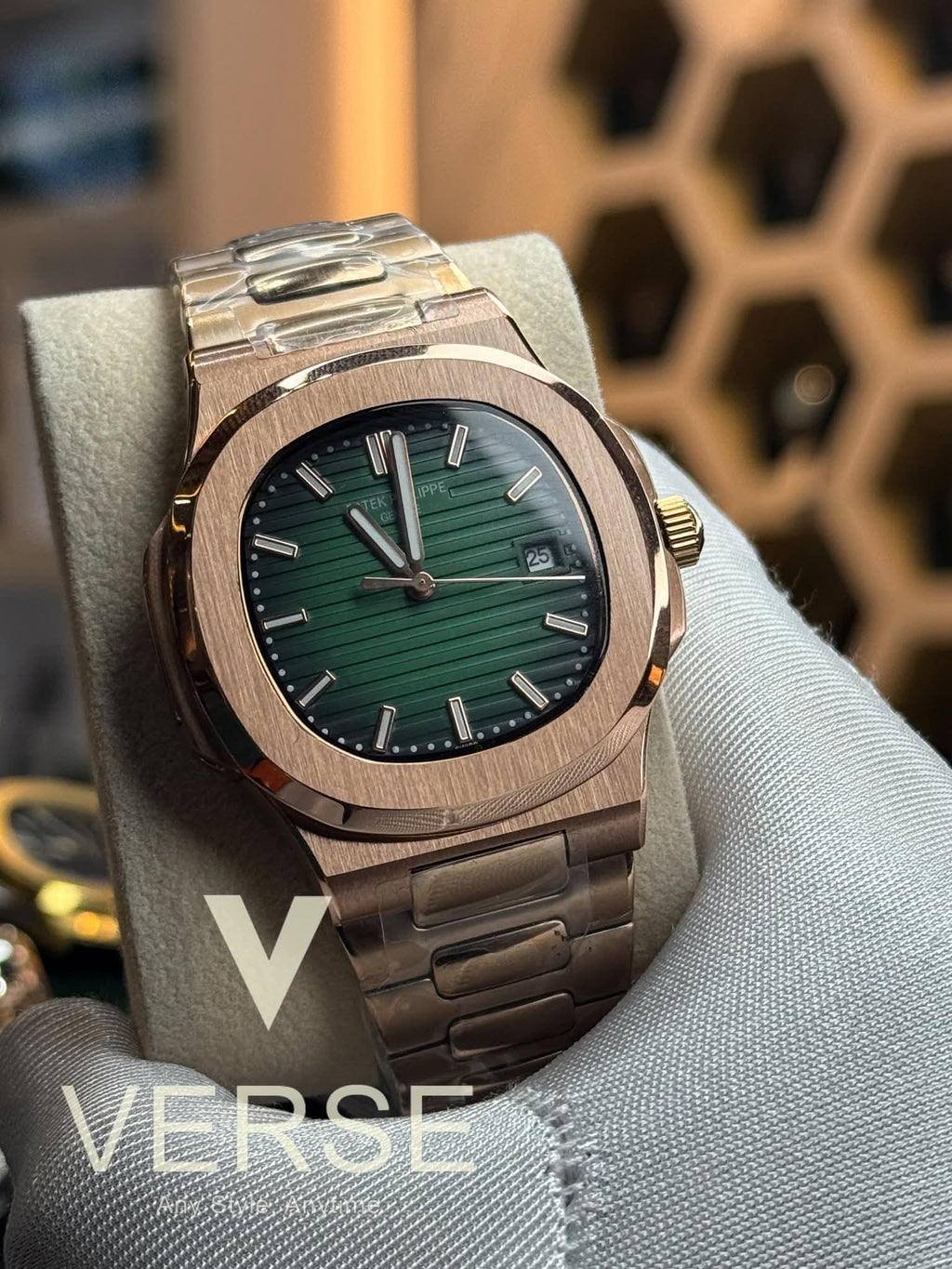 Patek Philippe Nautilus Automatic Rose Gold - Green Dial Triple A - VERSE - 