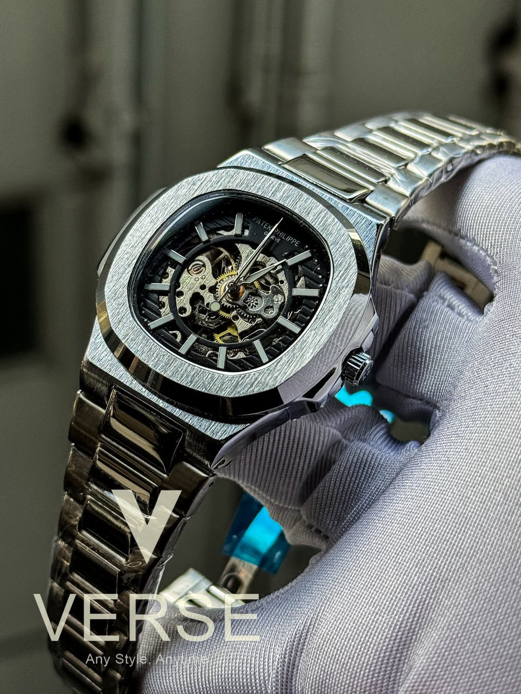 Patek Philippe Nautilus Automatic Skeleton Black Dial AA - VERSE - 