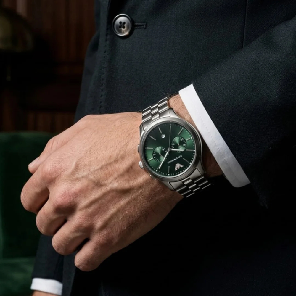 Emporio Armani Dario Chronograph Juniper Green Dial Stainless Steel Men's Watch | Emporio Armani AR11746