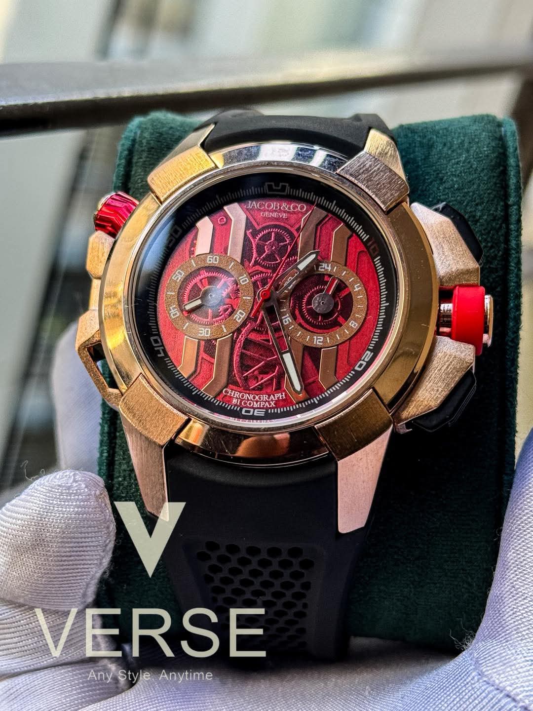 JACOB & CO EPICxCHRONO Red Dial Rose Gold Case AA - VERSE - 