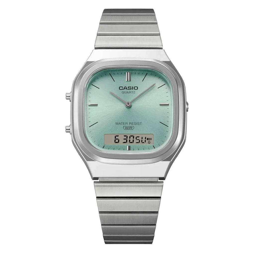 Casio Vintage AQ-240E-2ADF Light Blue Dial Stainless Steel Unisex Watch | Casio AQ-240E-2ADF