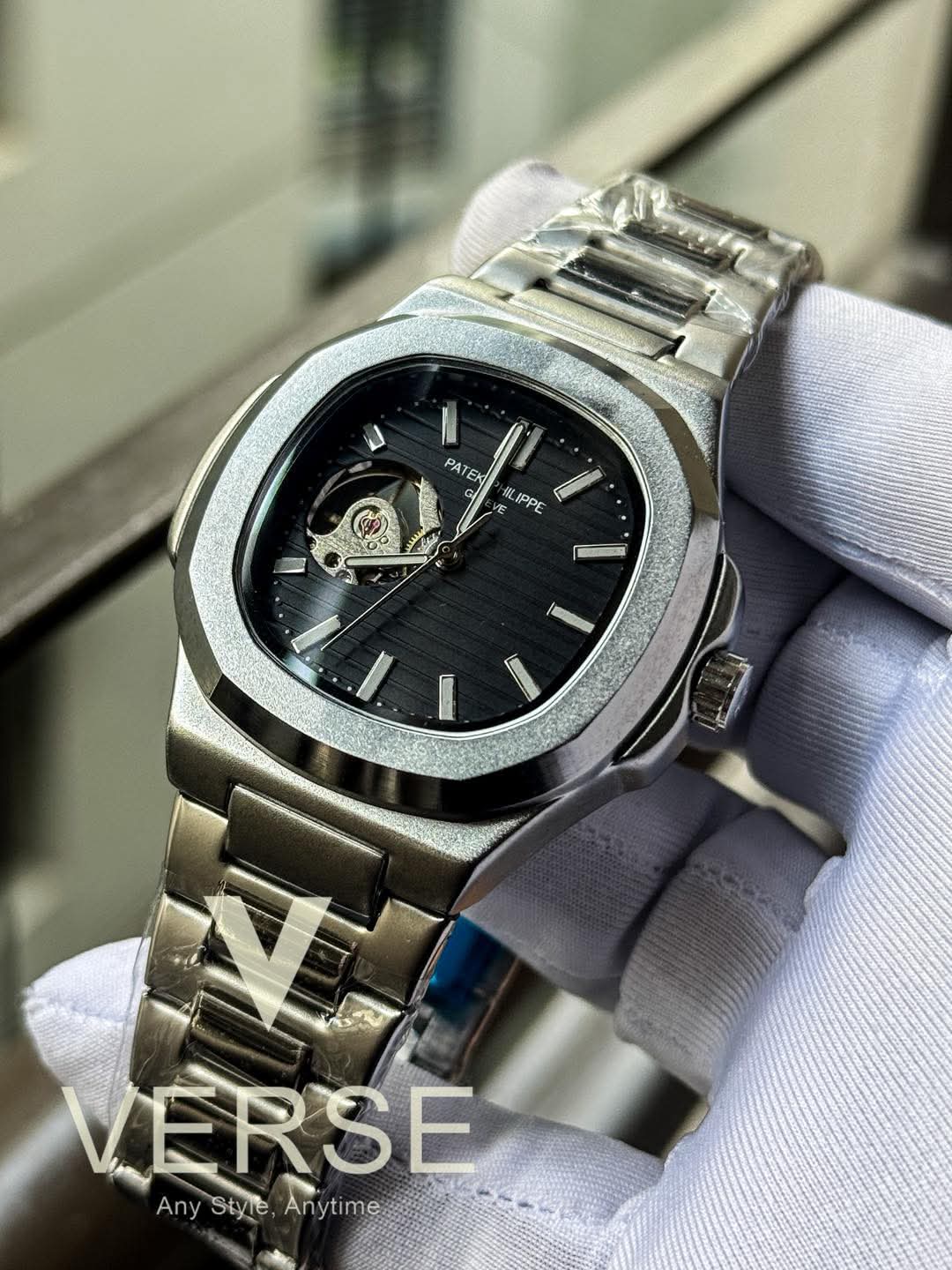 Patek Philippe Automatic Silver Chain Black Dial AA - VERSE - 
