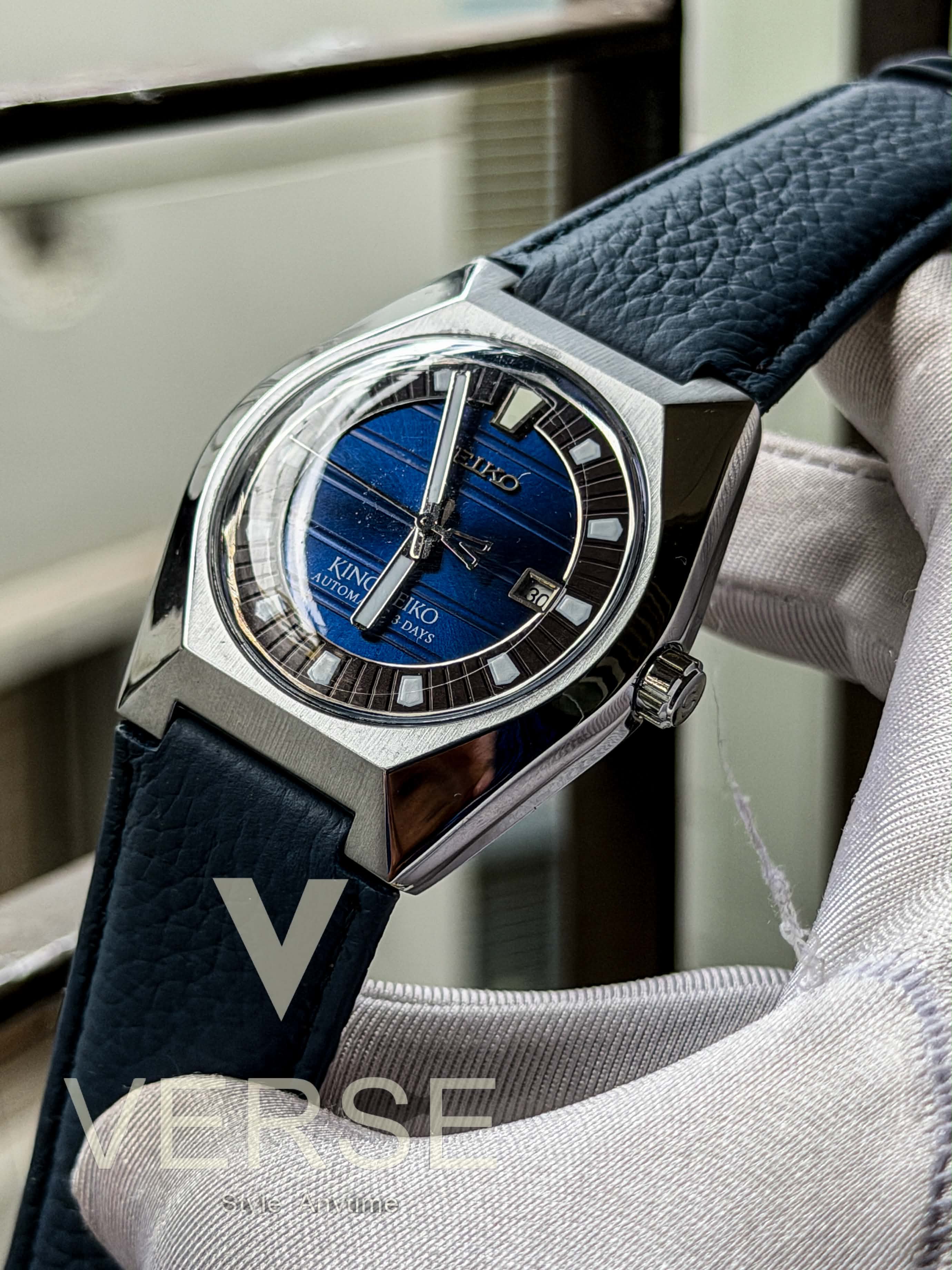 King Seiko VANAC Automatic "Tokyo Midnight" | Cobalt Royal Blue Dial Blue Leather - ( Semi Triple A )