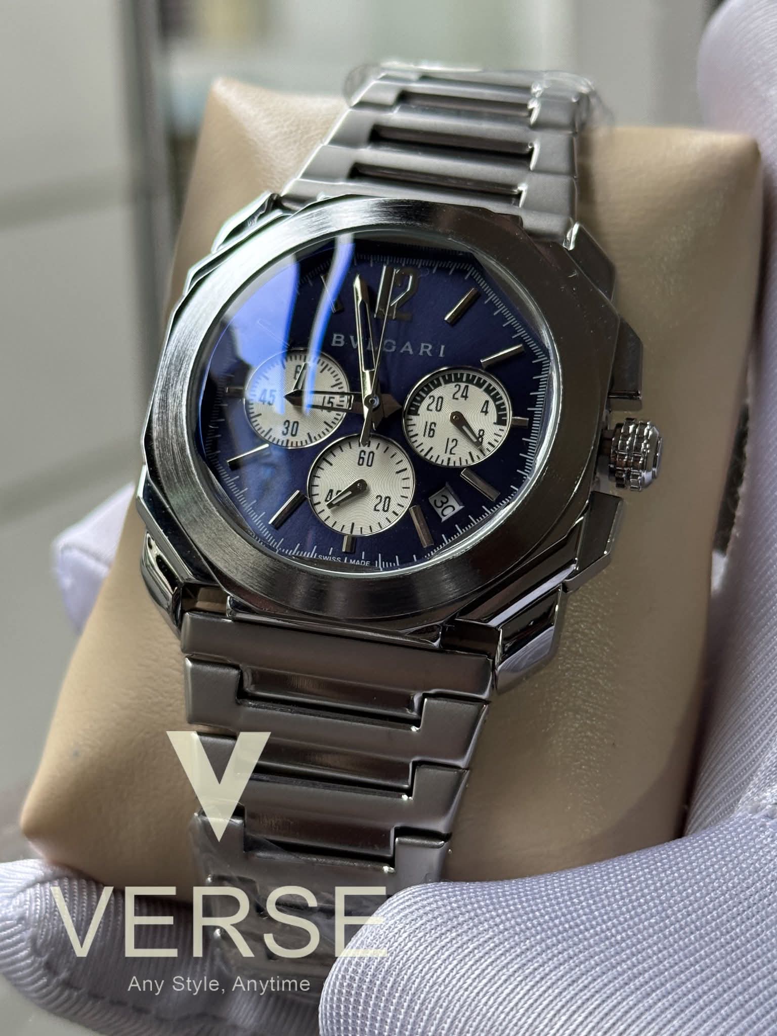 BVLGARI Octo Finissimo Chronograph Blue Dial White Sub AA - VERSE - 