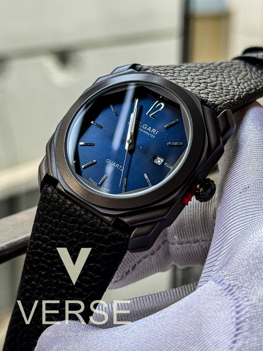 BVLGARI Octo Finissimo Black Belt Blue Dial Matte Black Case AA - VERSE - 