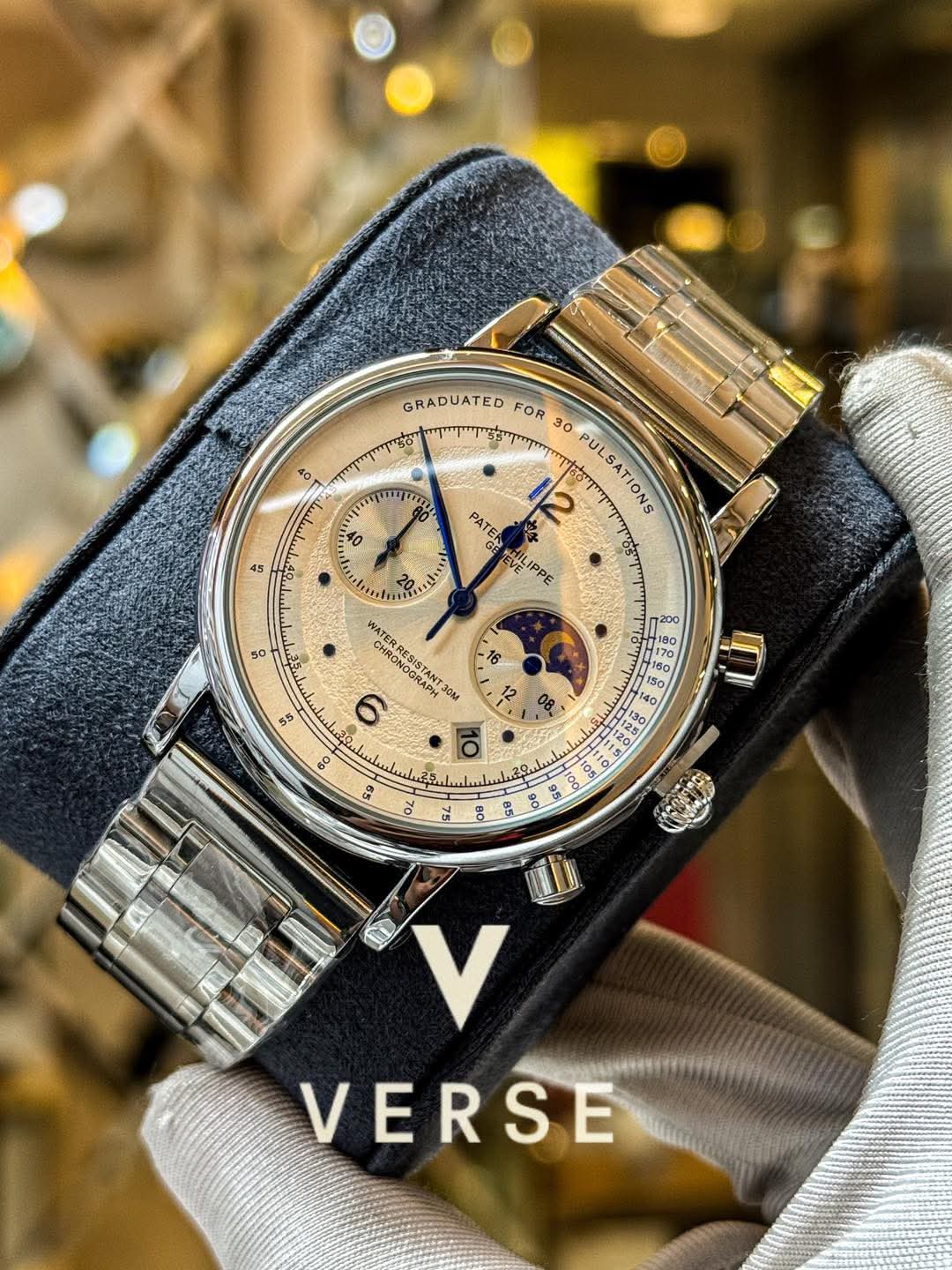 Patek Philippe Moonphase Pulsometer Complication Silver Chain AA - VERSE - 