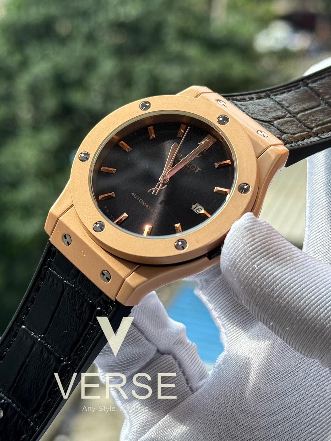 Hublot Classic Fusion Automatic Black Belt Rose Gold Case AA - VERSE - 