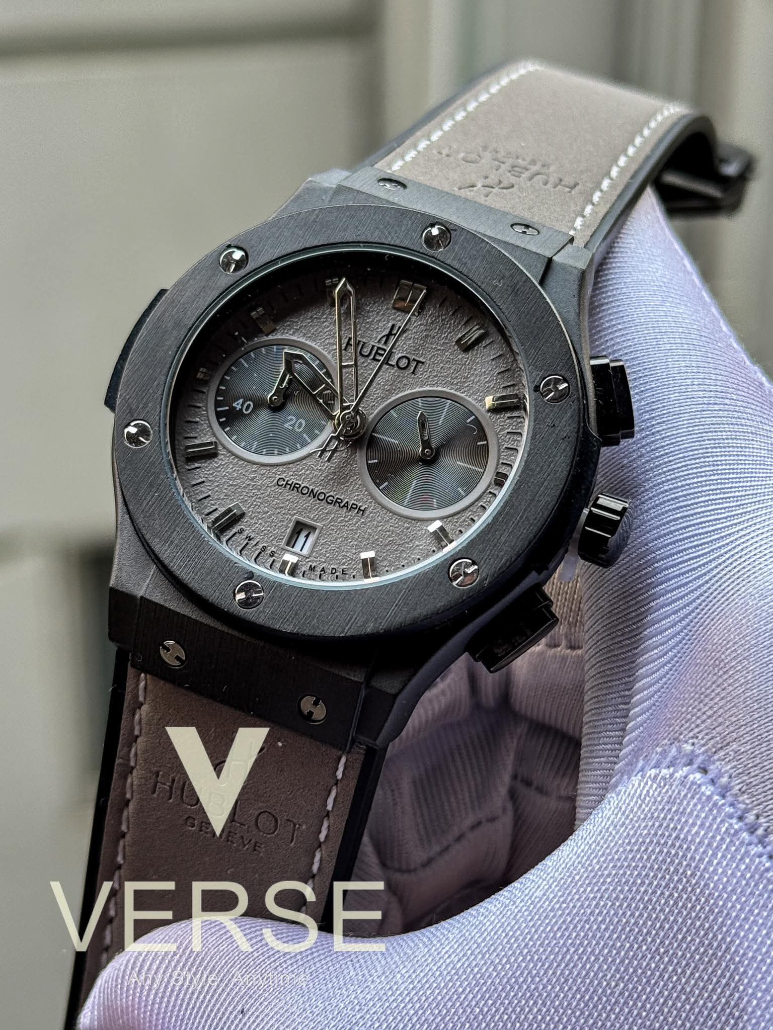 Hublot Classic Fusion Chronograph Grey Belt Black Case AA - VERSE - 