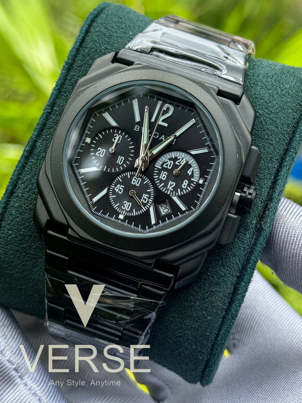 Bvlgari Octo Finissimo Chronograph Matte Black Chain Black Dial AA - VERSE - 