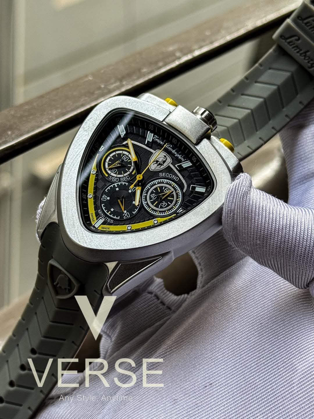 Tonino Lamborghini Chronograph Grey Belt Yellow Hands AA - VERSE - 