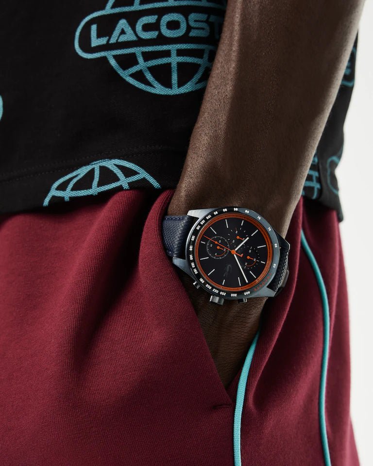 Lacoste Apext Chronograph 2011297 Men’s 44mm Blue Dial Leather Watch| Lacoste Apext Chronograph 2011297 - VERSE - 