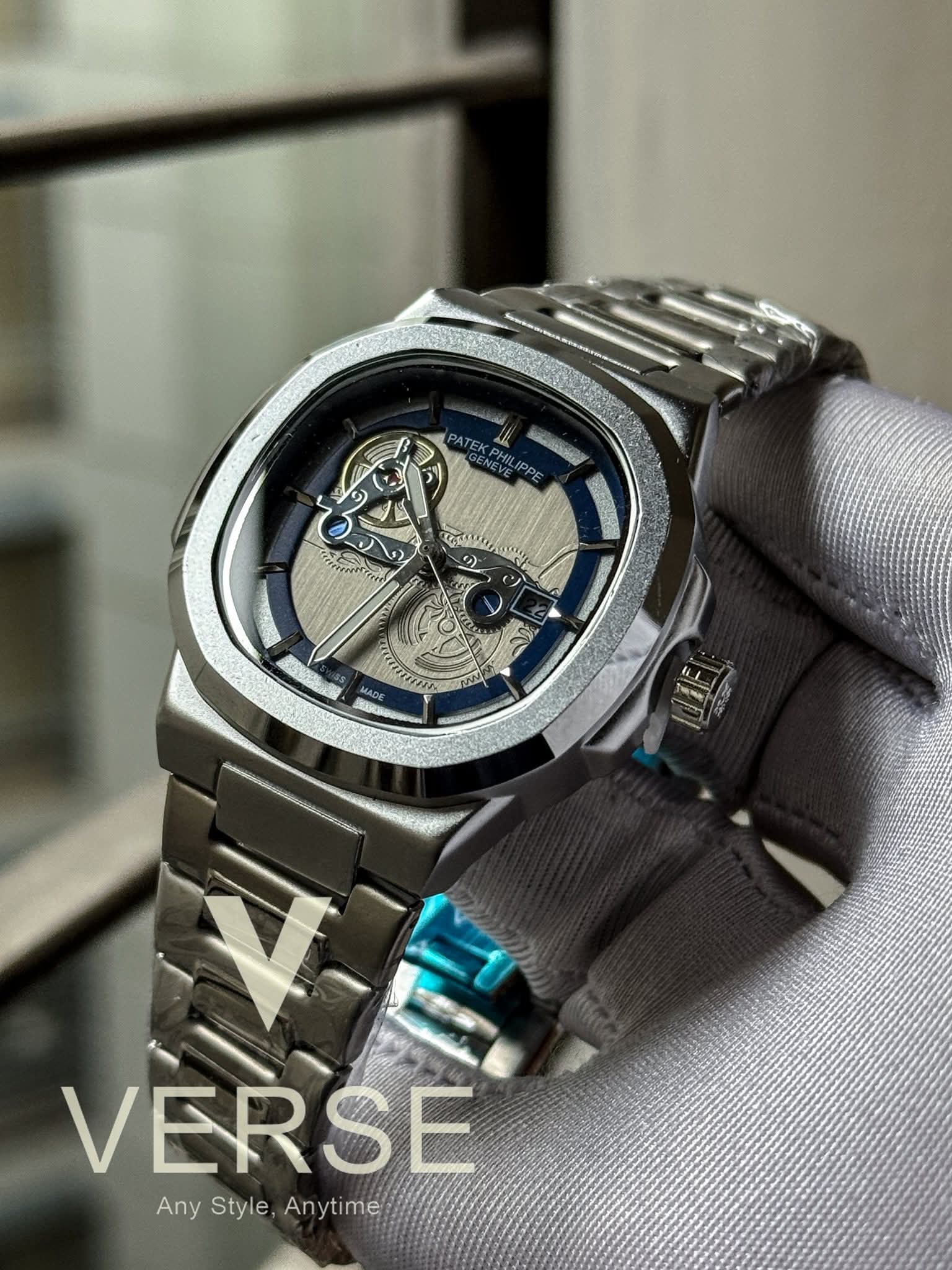 Patek Philippe Nautilus New Blue Dial Silver Chain AA - VERSE - 