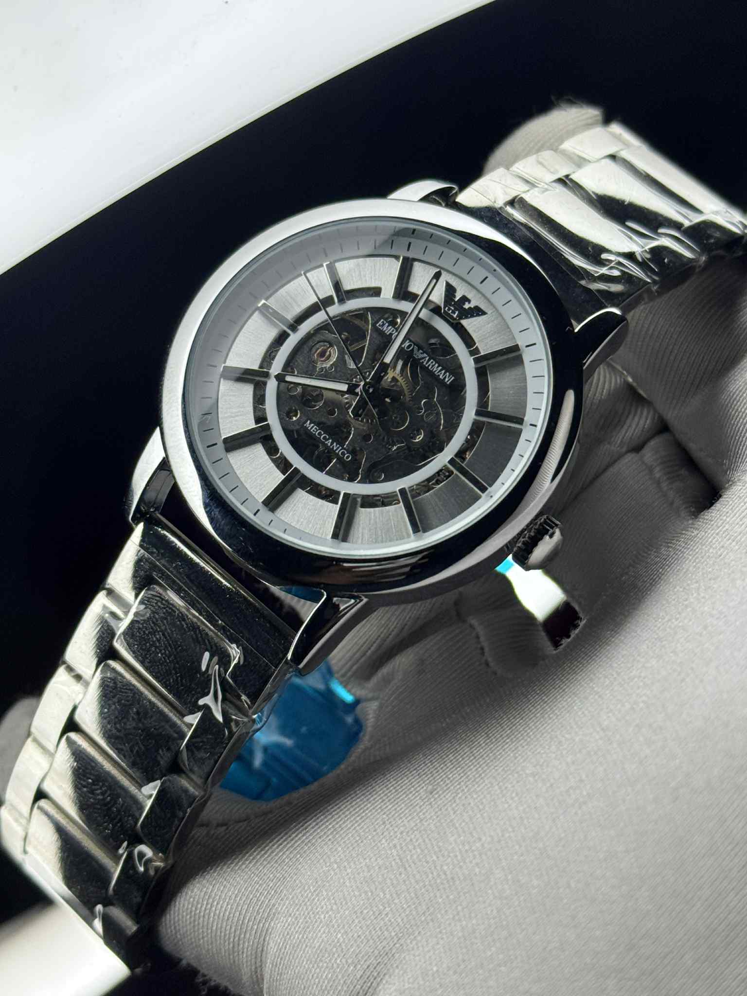 Emporio Armani Meccanico Automatic Silver Chain White Dial AA - VERSE - 