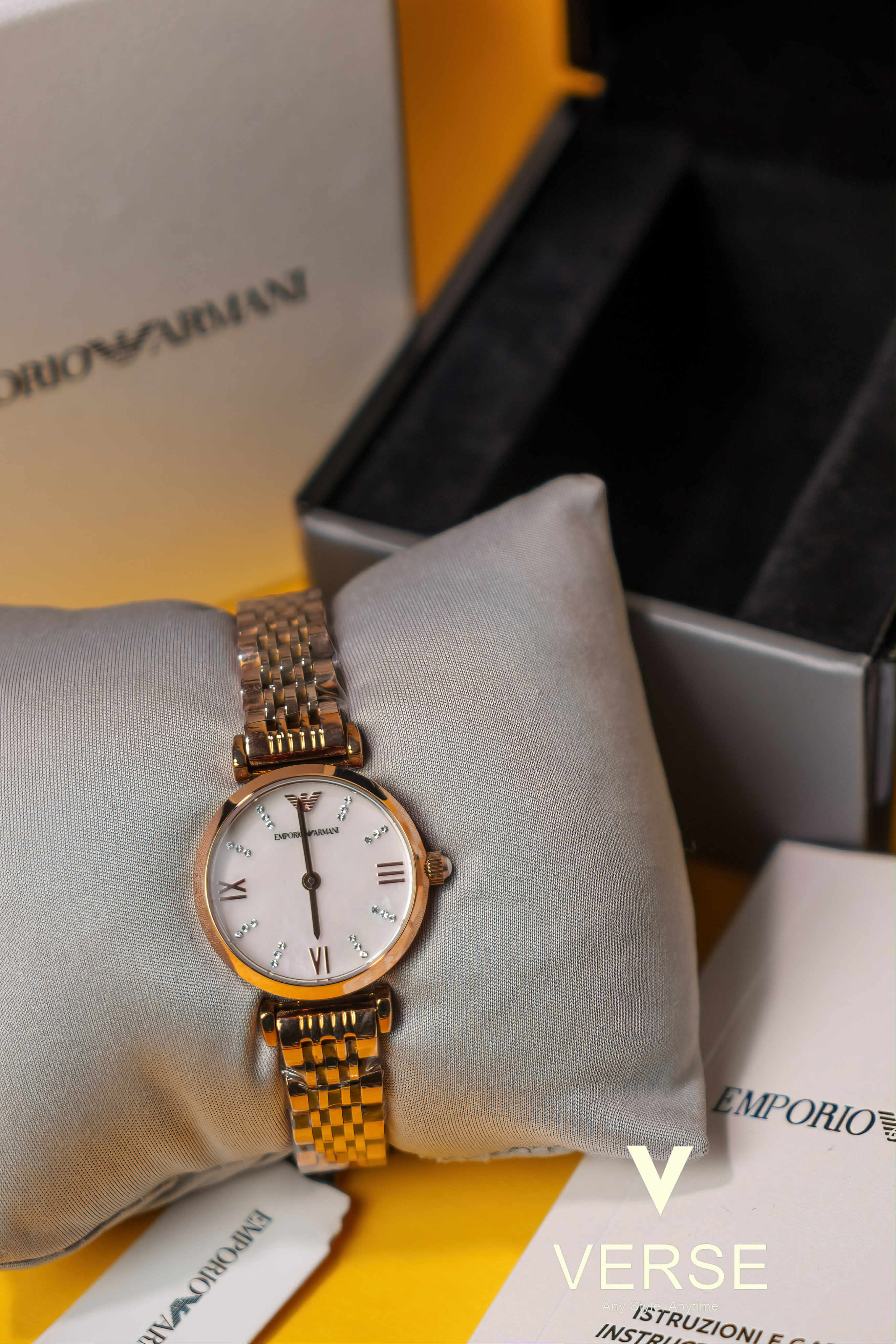 Authentic Emporio Armani Gianni T - Bar Two - tone Ladies Watch, model AR11223 - VERSE - 