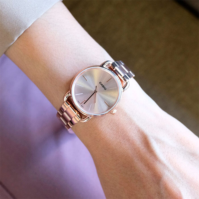 Casio LTP-E412PG-4ADF Rose Gold Dial Pink Gold Stainless Steel Women's Watch | Casio LTP-E412PG-4ADF