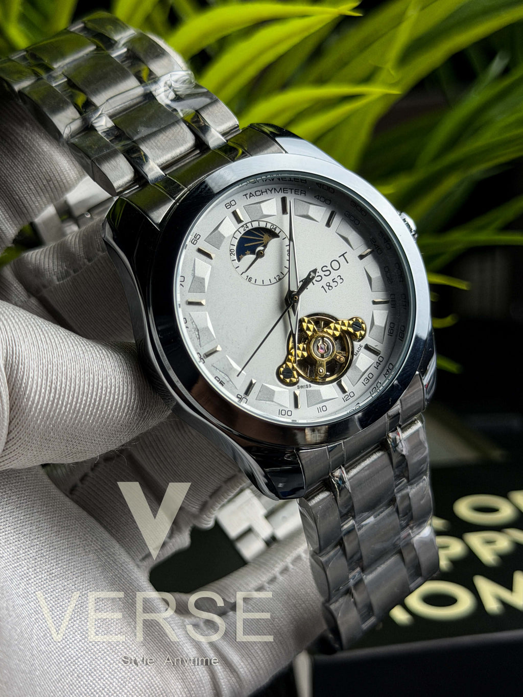 Tissot 1853 "Moonphase Open Heart" Automatic | White Dial - ( Semi Triple A )