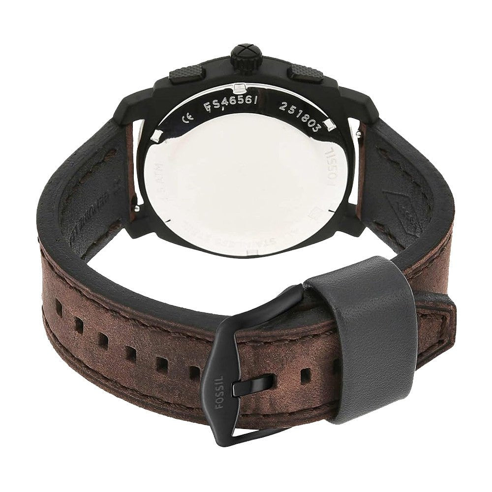 Fossil FS4656 Mid - Size Chronograph Black Dial Brown Leather Men’s Watch| Fossil FS4656 - VERSE - 