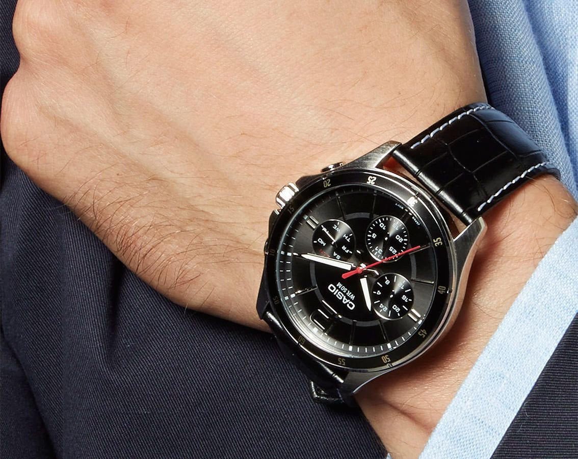 Casio MTP - 1374L - 1AVDF Men’s Black Dial & Black Leather Strap| Casio MTP - 1374L - 1AVDF - VERSE - 