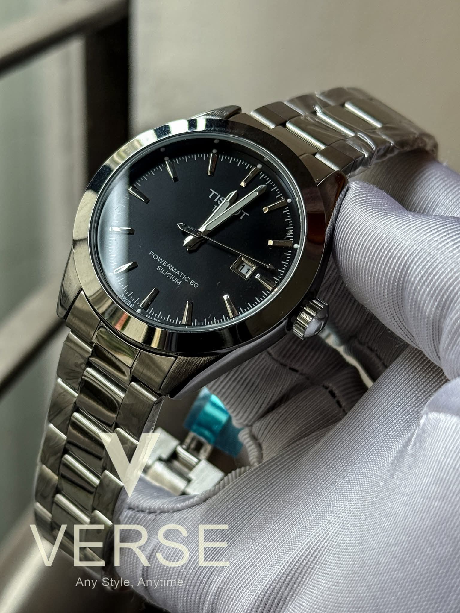 Tissot Gentleman Powermatic 80 Silicium Quartz Sun - ray Black Dial AA - VERSE - 