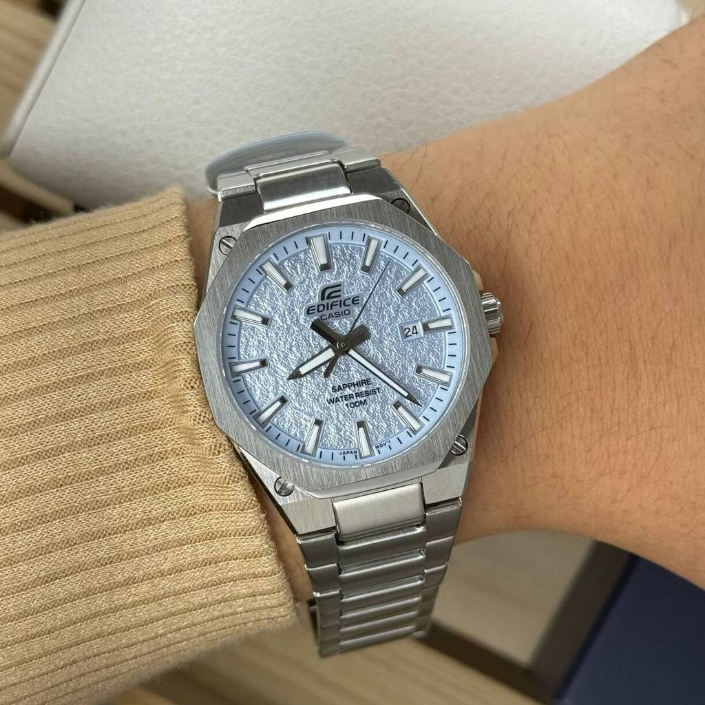 Casio Edifice Slim EFR-S108DE-2AVUDF Sapphire Pastel Ice Blue Dial Stainless Steel Men's Watch | Casio EFR-S108DE-2AVUDF