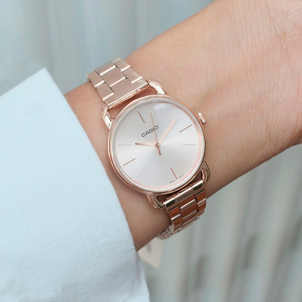 Casio LTP-E412PG-4ADF Rose Gold Dial Pink Gold Stainless Steel Women's Watch | Casio LTP-E412PG-4ADF