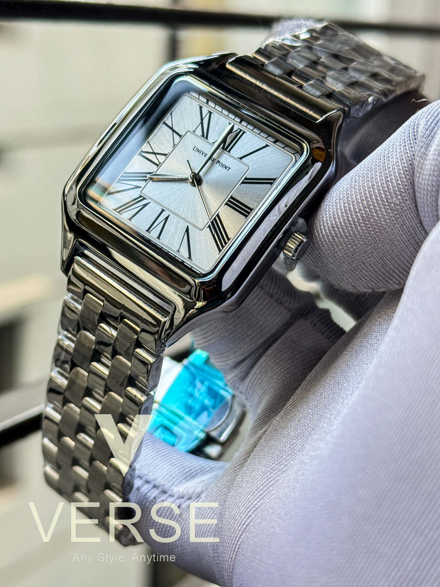 UNIVERSE POINT Santos Stainless Steel Watch – White Roman Dial | UP3949 - 2344 - VERSE - 