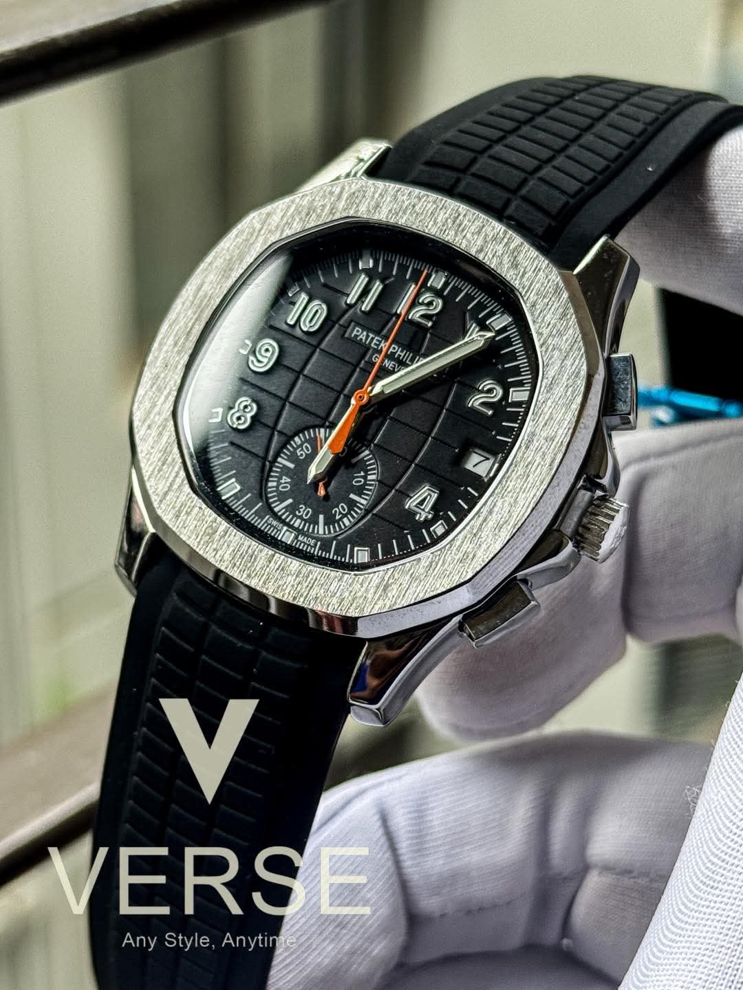 Patek Philippe AQUANAUT Black Belt Silver Case AA - VERSE - 
