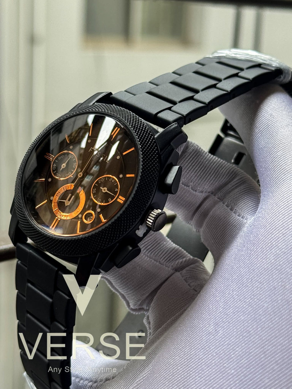 Fossil FS4682 Chain Chronograph Brown Glass AA - VERSE - 
