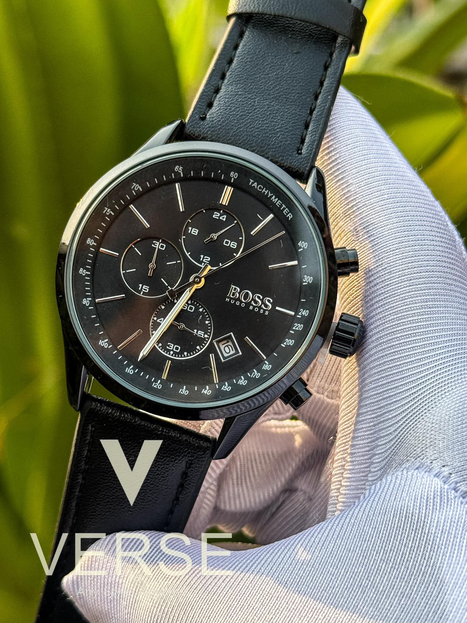 Hugo Boss Grand Prix Chronograph Black Belt Black Dial AA - VERSE - 