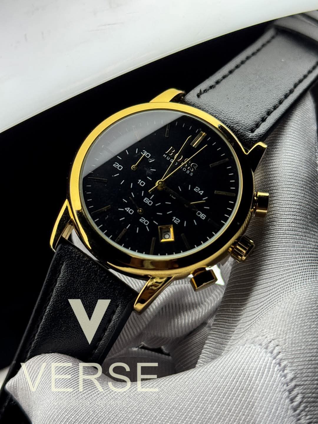 Hugo Boss Trace Chronograph Black Belt Gold Case AA - VERSE - 