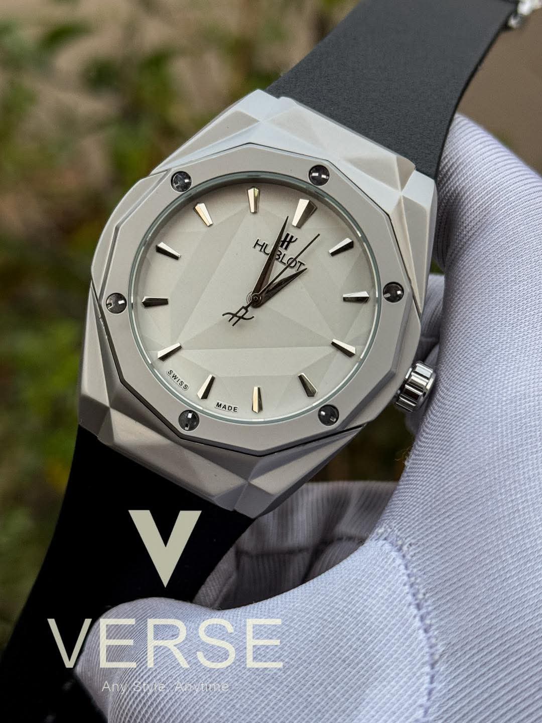 Hublot Orlinski Automatic Black Belt Silver Case White Dial AA - VERSE - 