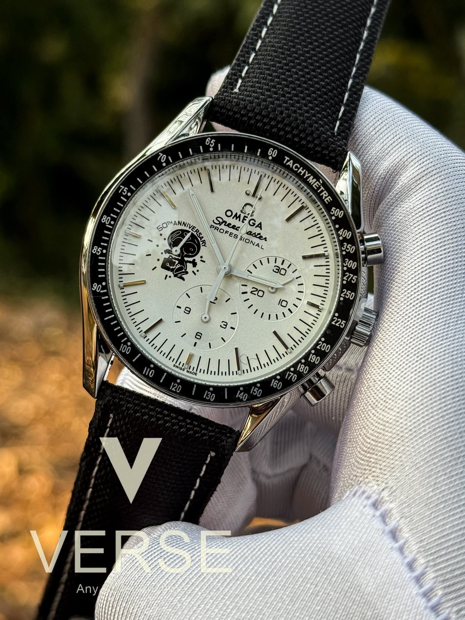 Omega Speedmaster Professional Snoopy 50th Anniversary | Silver - White Dial Black Nylon Strap AA - VERSE - 