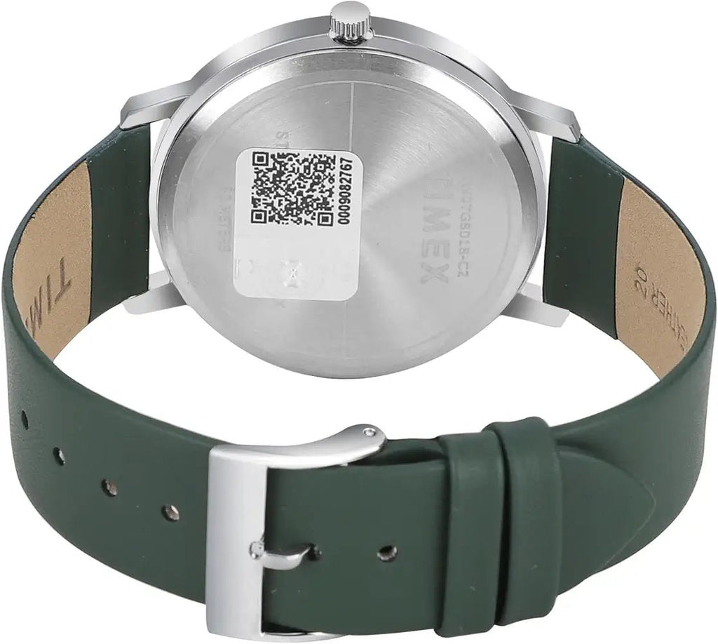 Timex Classics TW0TG8018 Men’s Analog Watch – Black Dial, Green Leather Strap| Timex Classics TW0TG8018 - VERSE - 