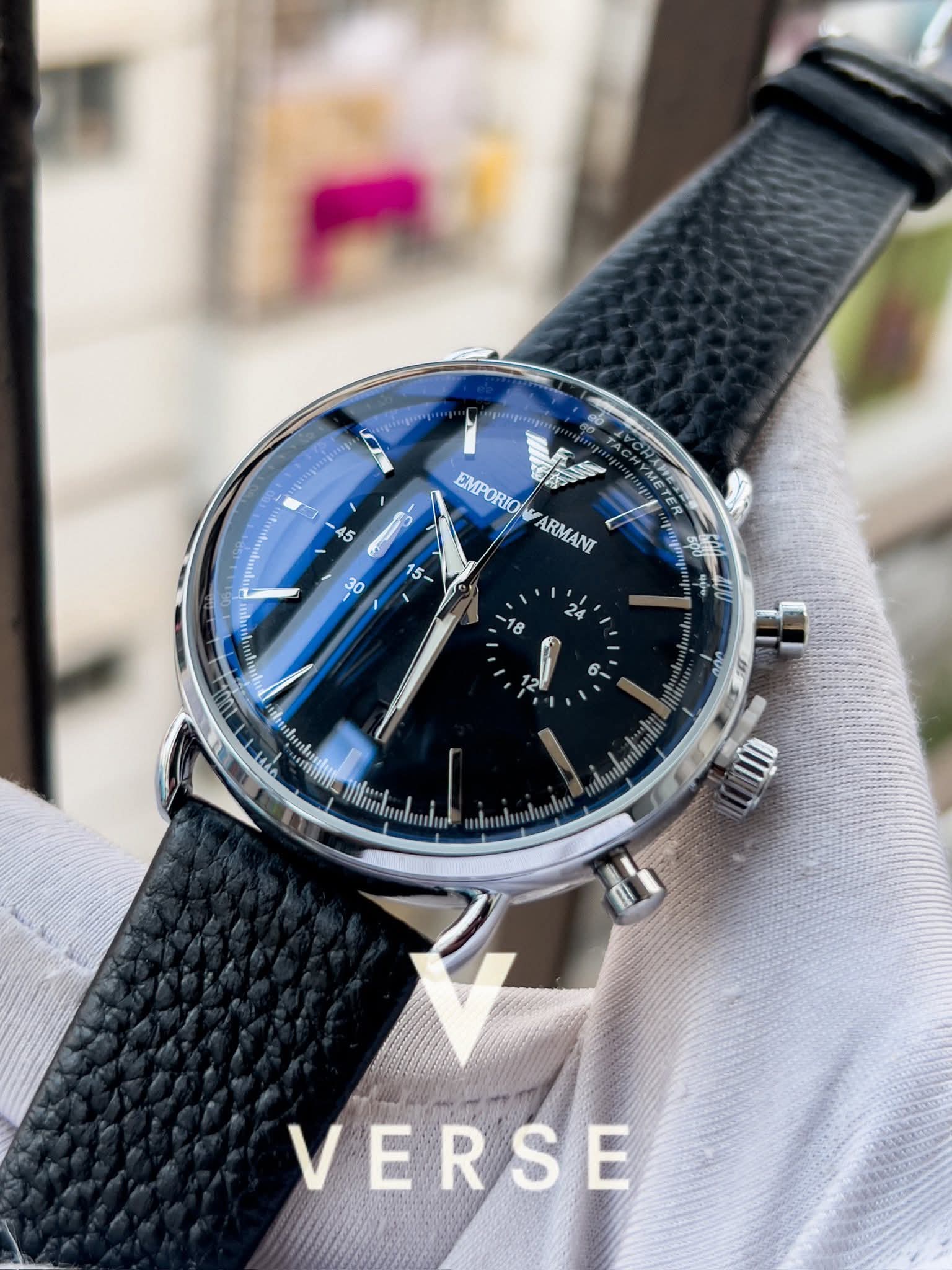 Armani Oval Black Belt Black Dial AA - VERSE - 