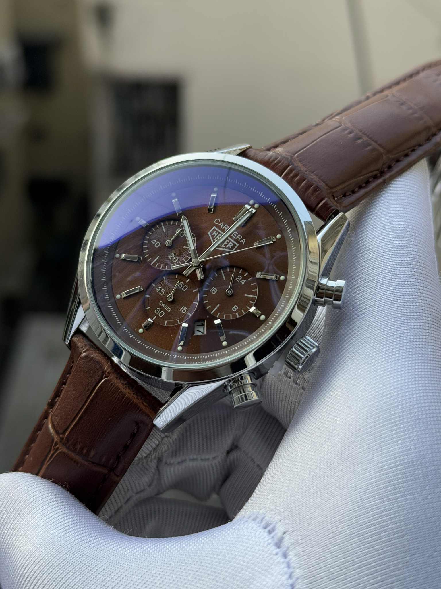 TAG Heuer Carrera Chronograph Brown Belt Brown Dial AA - VERSE - 
