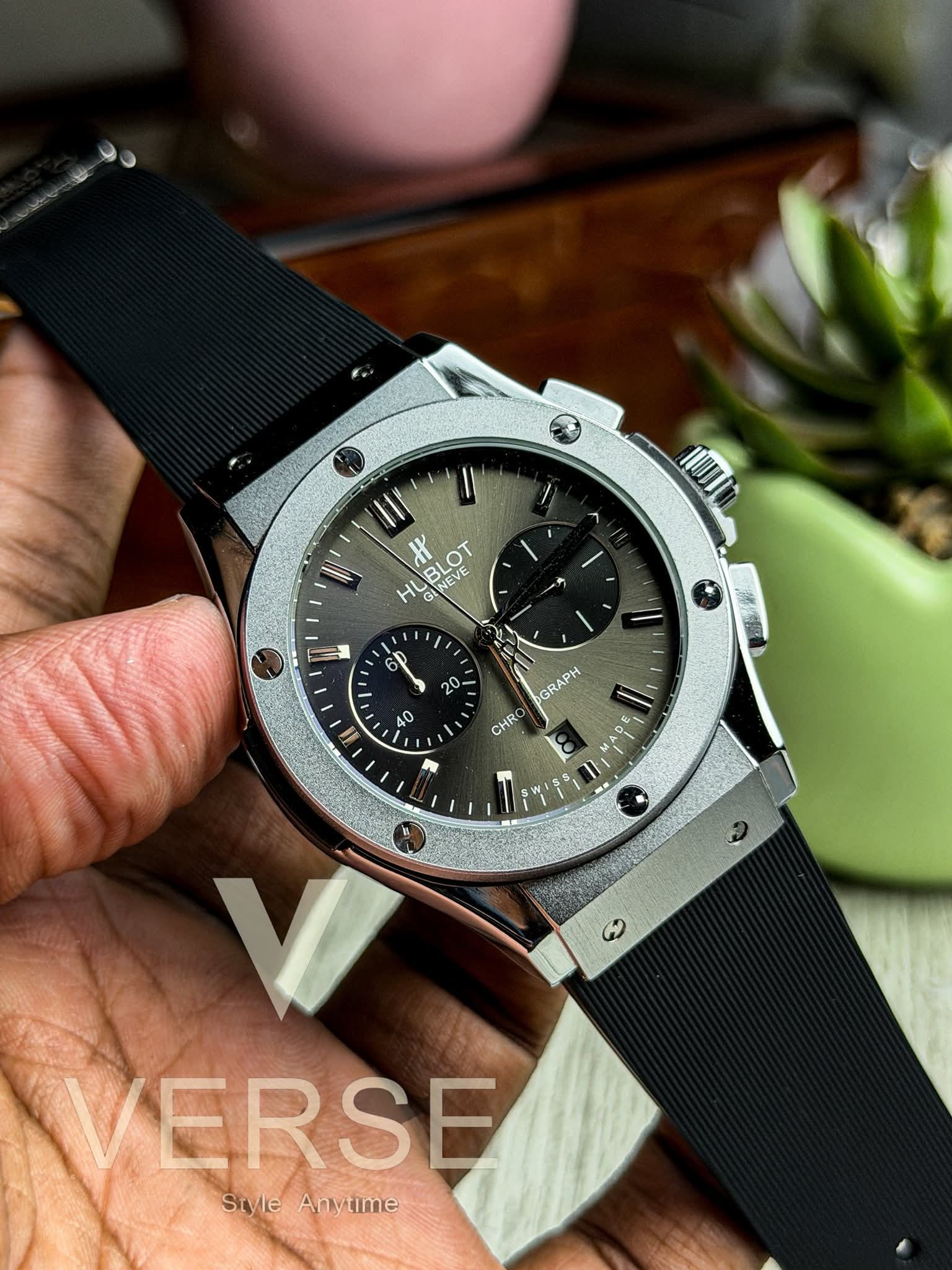 Hublot CF Chronograph | Anthracite Grey Dial Black Silicone Strap - ( Double A )