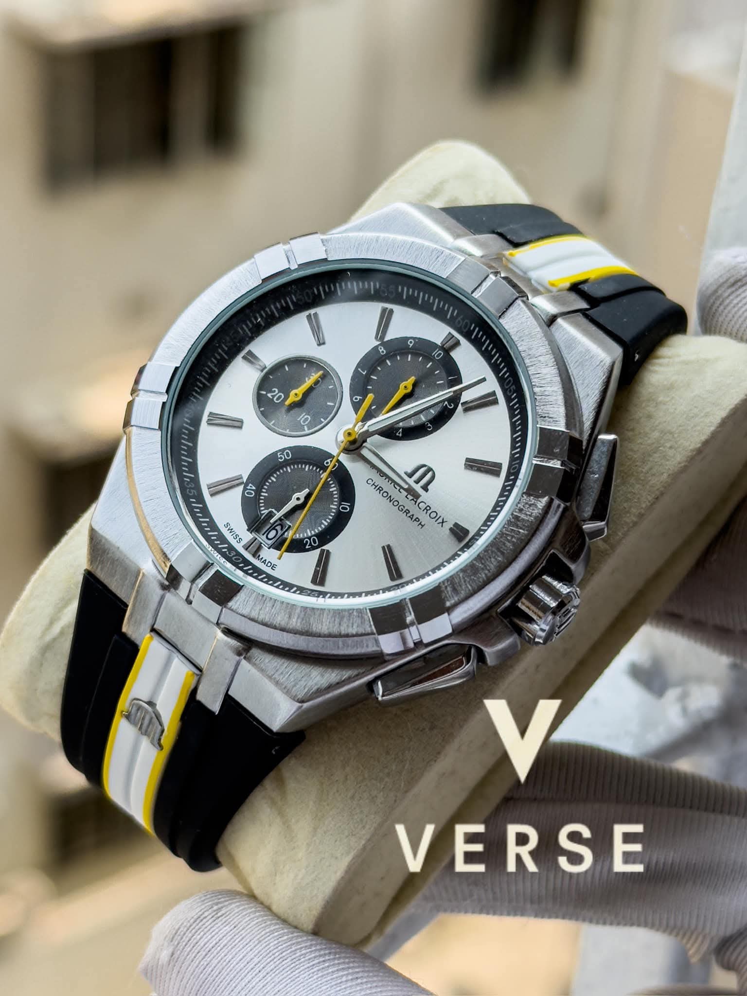 Maurice Lacroix Aikon Chronograph Special Edition Black Yellow Belt AA - VERSE - 